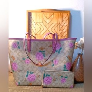 COACH Lilac Rose Tote & Matching Full Size COACH Wallet